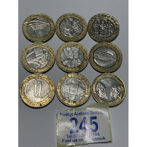 245 - 9X COLLECTIBLE PICTURE FACE £2 COINS