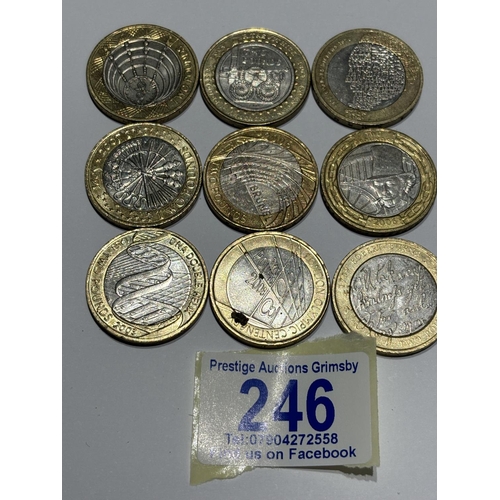 246 - 9X COLLECTIBLE PICTURE FACE £2 COINS