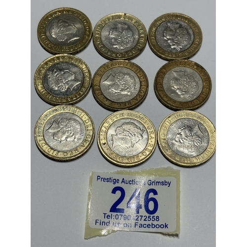 246 - 9X COLLECTIBLE PICTURE FACE £2 COINS