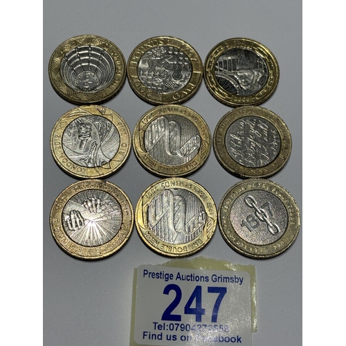 247 - 9X COLLECTIBLE PICTURE FACE £2 COINS