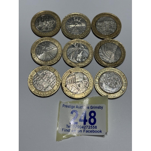 248 - 9X COLLECTIBLE PICTURE FACE £2 COINS