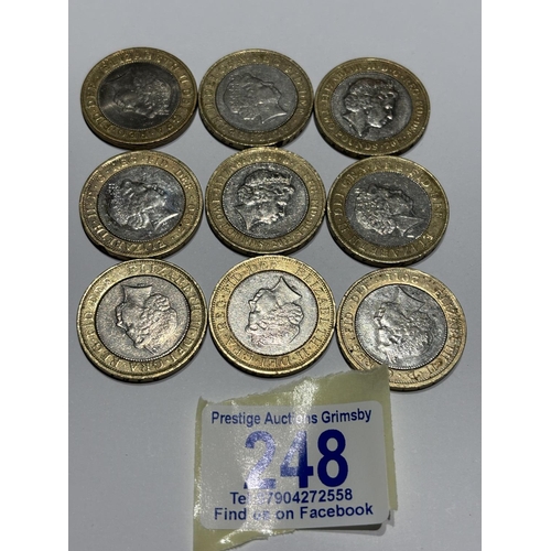 248 - 9X COLLECTIBLE PICTURE FACE £2 COINS