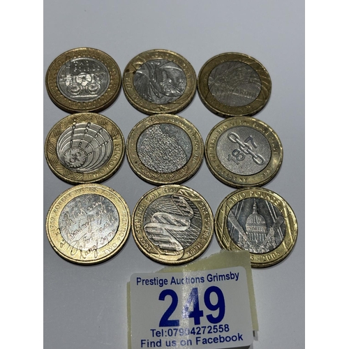 249 - 9X COLLECTIBLE PICTURE FACE £2 COINS