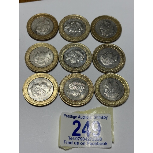 249 - 9X COLLECTIBLE PICTURE FACE £2 COINS