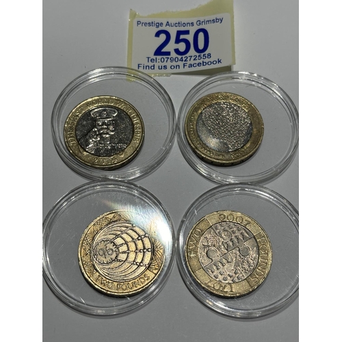 250 - 4 X COLLECTIBLE £2 COINS IN CAPSULES