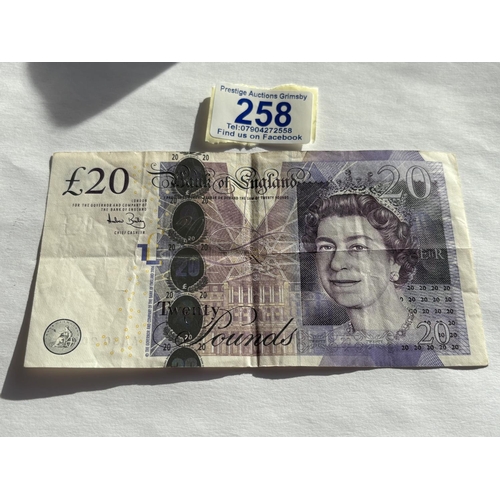 258 - EARLY 2000'S £20 NOTE WITH AA SERIAL