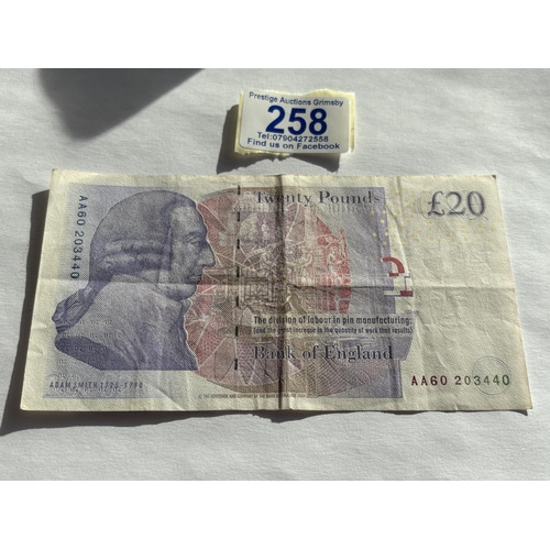 258 - EARLY 2000'S £20 NOTE WITH AA SERIAL