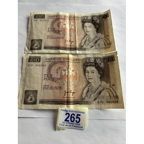 265 - 2 PAGE £10 NOTES COLLECTION FILLERS