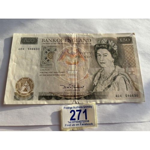 271 - 1980'S £50 NOTE AO SERIAL COLLECTABLE CONDITION