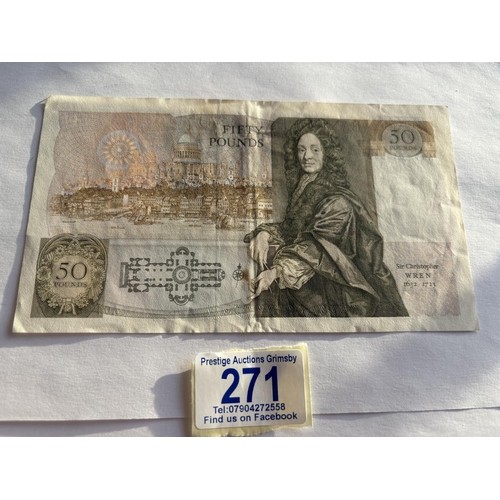 271 - 1980'S £50 NOTE AO SERIAL COLLECTABLE CONDITION