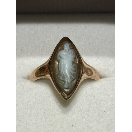 312 - ANTIQUE 9CT ROSE GOLD CAMEO RING SIZE P1/2   2.85G