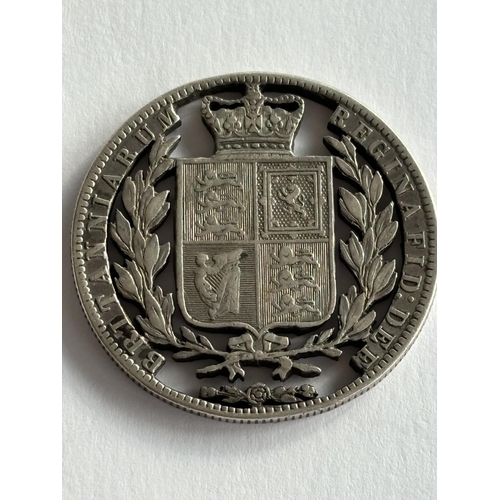 55 - VERY FINELY CUT HALF CROWN SILVER VICTORIAN PROBABLY BY SOLDIER