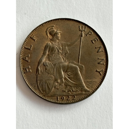 58 - 1922 HALF PENNY (RARE) NICE GRADE