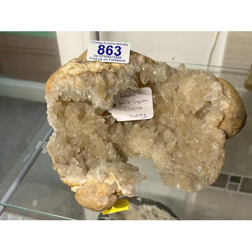 WHITE CRYSTAL CLUSTER GEODE 1400G please see the pictures as we are not ...