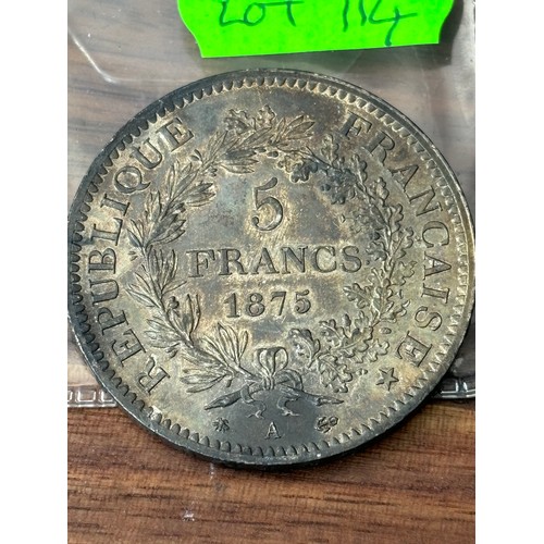 114 - 1875 FRANCE 5 FRANCS HERCULES