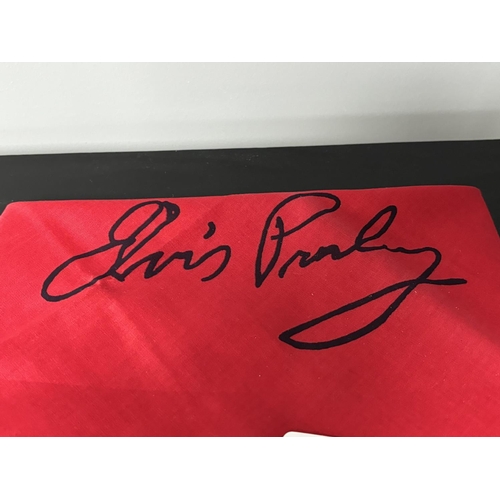 28 - RED FABRIC SCARF AUTOGRAPHED BY ELVIS PRESLEY ON FRIDAY MAY 20TH 1977 AT THE UNIVERSITY OF TENNESSEE... 