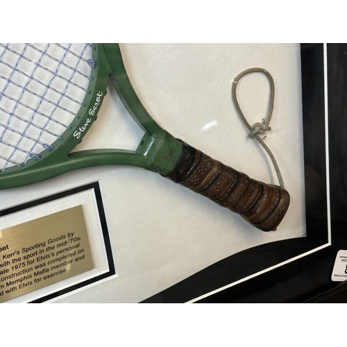 3 - ELVIS PRESLEY 1976 RAQUETBALL RACQUET. THIS GREEN RAQUETBALL RAQUET WAS PURCHASED AT KERR'S SPORTING... 