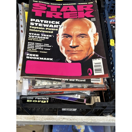 203 - BASKET OF STAR TREK MAGAZINES PLEASE SEE PICTURES FOR CONTENT