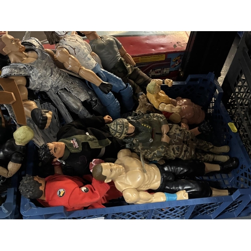 215 - BASKET OF ASSORTED ACTION FIGURES PLEASE SEE PICTURES FOR CONTENT