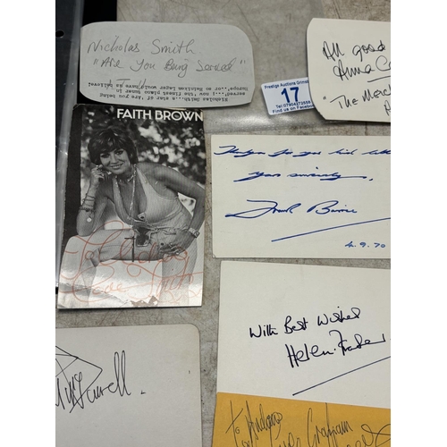 17 - 23 ASSORTED AUTOGRAPHS FROM YESTERYEAR