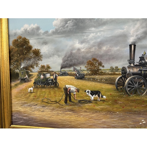 101 - DAVID WALLER OIL ON CANVAS CALLED AUTUMN UNEARTHED. THIS IS THE LAST PAINTING IN THE SERIES OF FOUR ... 