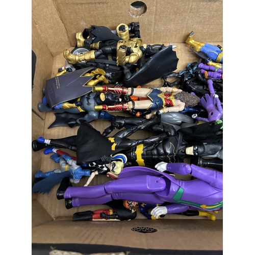 167 - BOX OF BATMAN FIGURES INCLUDES BATMAN, THE JOKER, BATGIRL, WONDER WOMAN PLEASE SEE PICTURES FOR DETA... 