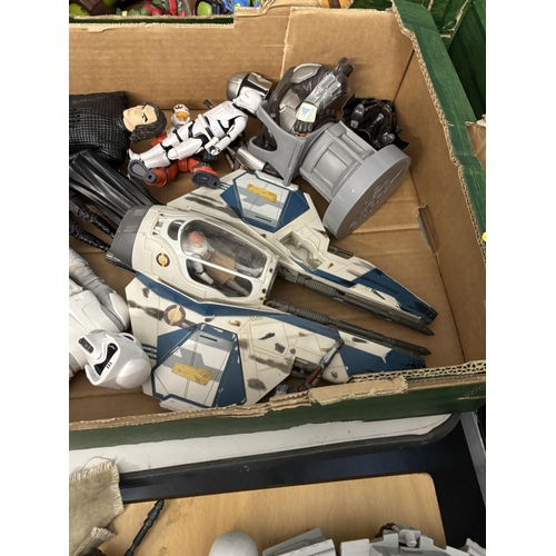168 - BOX OF STAR WARS FIGURES INCLUDES BOBAFETT, STORM TROOPERS, CHEWBACCA & VEHICLES PLEASE SEE PICTURES... 
