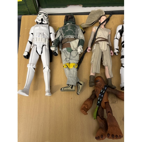 168 - BOX OF STAR WARS FIGURES INCLUDES BOBAFETT, STORM TROOPERS, CHEWBACCA & VEHICLES PLEASE SEE PICTURES... 