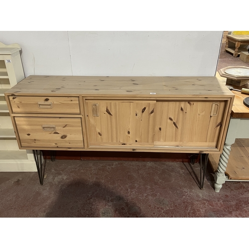103 - SOLID PINE SIDEBOARD WITH HAIR PIN LEGS 63