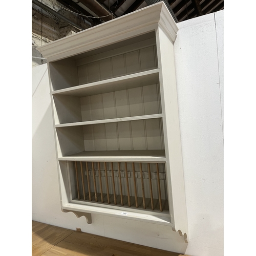 140 - SOLID PINE SHELVING UNIT WITH A PLATE RACK 31.5
