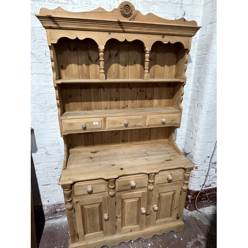 17 - SOLID PINE DRESSER WITH SHELVES DRAWERS & CUPBOARDS 46