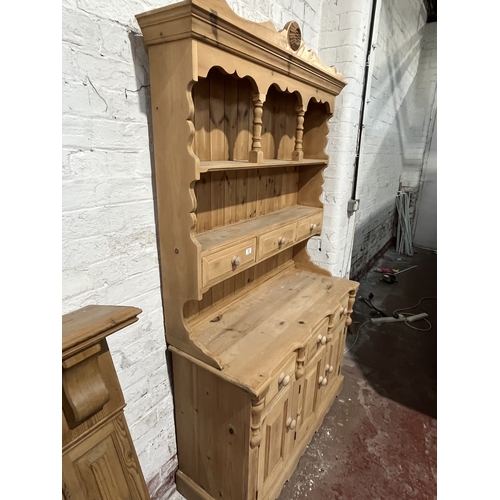 17 - SOLID PINE DRESSER WITH SHELVES DRAWERS & CUPBOARDS 46