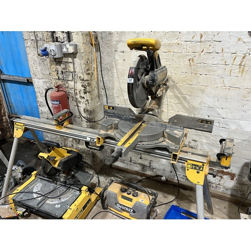 LARGE DEWALT DROP SAW ON A DEWALT TABLE
