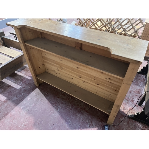 35 - SOLID PINE BAR WITH BRASS HAND RAIL & FOOT REST 57.5