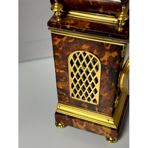 GONG STRIKE FAUX TORTOISE SHELL BRACKET CLOCK BY J.W BENSON OF LONDON ...