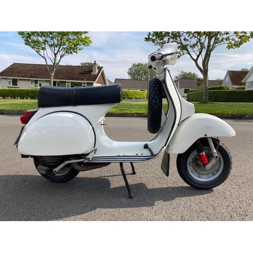 14 - K356MAN
Vespa P200E Scooter 200cc engine 
First Registered 24.09.1980
Approx 24462 miles
Taxed until... 