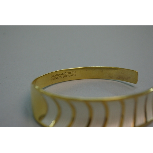 12 - David Andersen sterling silver gilt and enamel bracelet