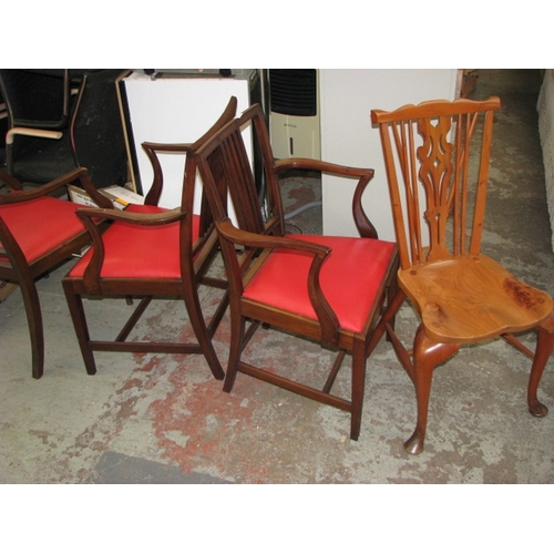 12 - Pair of mahogany open armchairs plus two NB At Peel Road warehouse READ THE AUCTION INFO