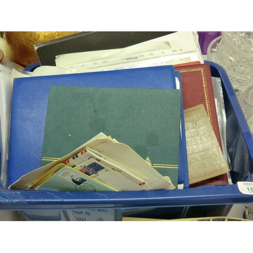 150 - Large tub of stock stamps, first day covers, etc.