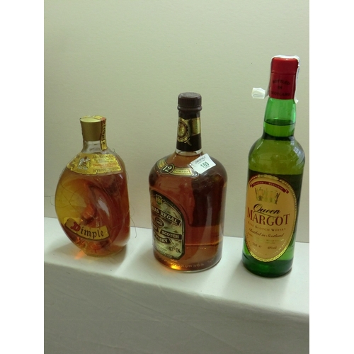 169 - Three bottles of whisky, Dimple, Chivas Regal and Queen Margot