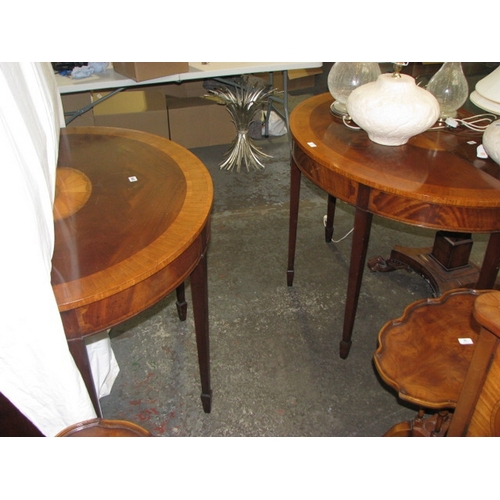 17 - Pair of reproduction Adam's style half moon tables NB At Peel Road warehouse READ THE AUCTION INFO