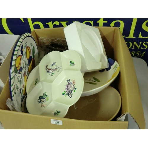 199 - Large box of assorted crockery including Poole