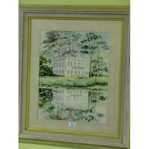 223 - Edith Lamp? Country house, Watercolour, Signed