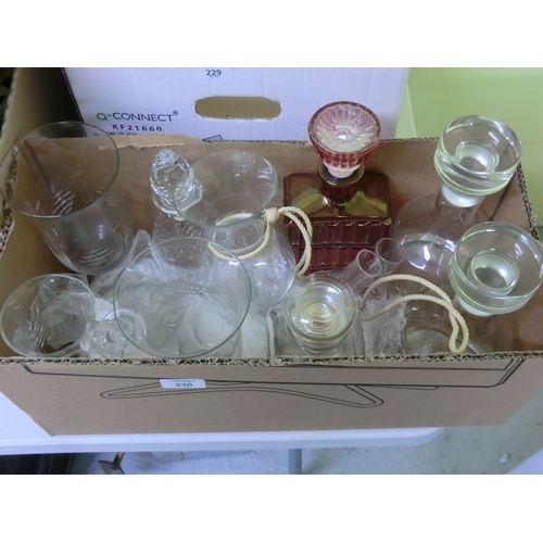 230 - Box of assorted decanters