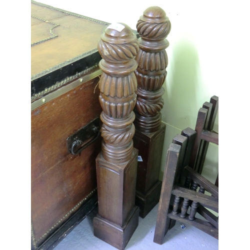 234 - Pair of carved mahogany posts