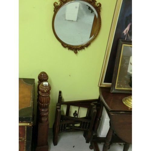 235 - Gilt framed bevel edge mirror plus two folding table bases