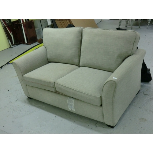 243 - Beige / grey upholstered sofa bed, little used