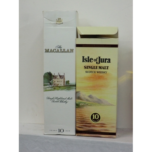 267 - Two bottles of ten year old malt whisky, Isle of Jura and the Macallan (boxed)