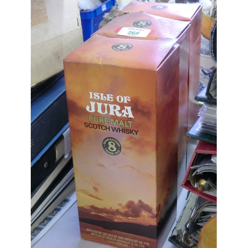 268 - Three bottles of Isle of Jura eight year old malt whisky (boxed)