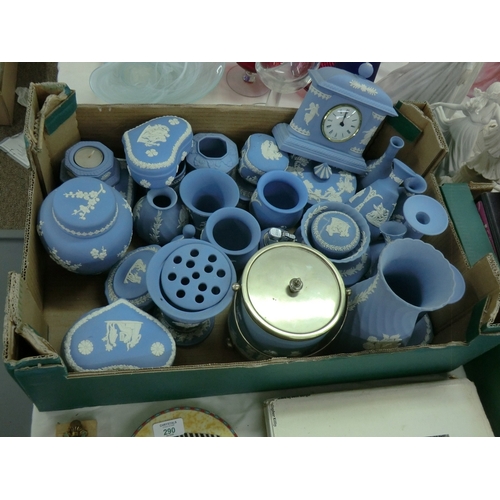 291 - Large collection of pale blue Jasperware items